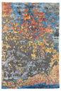 Hand-knotted modern abstract rug with a fluid painterly multi-color design in 60% bamboo silk and 40% wool - #8045.