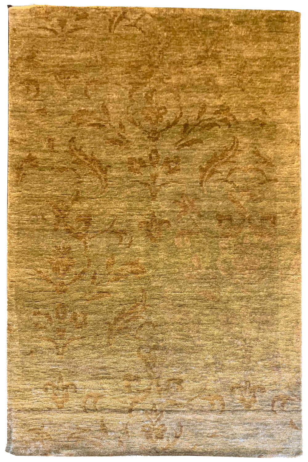 Hand-knotted modern rug in 100% bamboo silk with a radiant gold metallic luster - #7797.