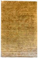 Hand-knotted modern rug in 100% bamboo silk with a radiant gold metallic luster - #7797.