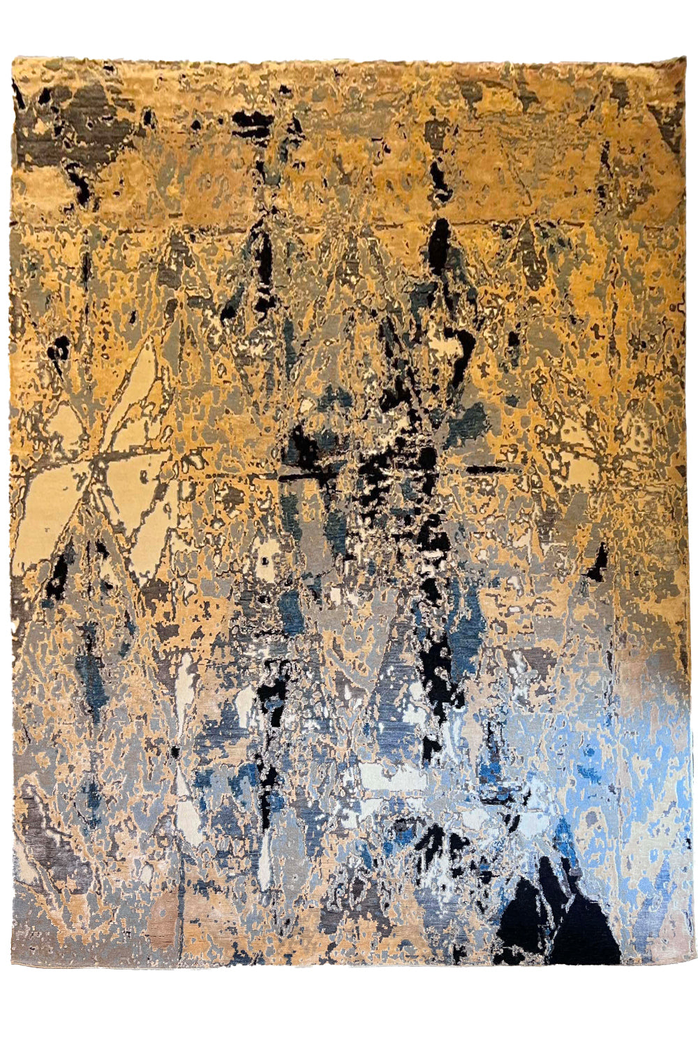 Hand-knotted modern abstract rug with a vibrant painterly multi-color design in 60% bamboo silk and 40% wool - #6232-CLA-123.