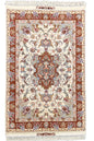 Hand-knotted Persian Beige Tabriz rug in wool on a silk foundation featuring intricate red floral motifs - #6023.