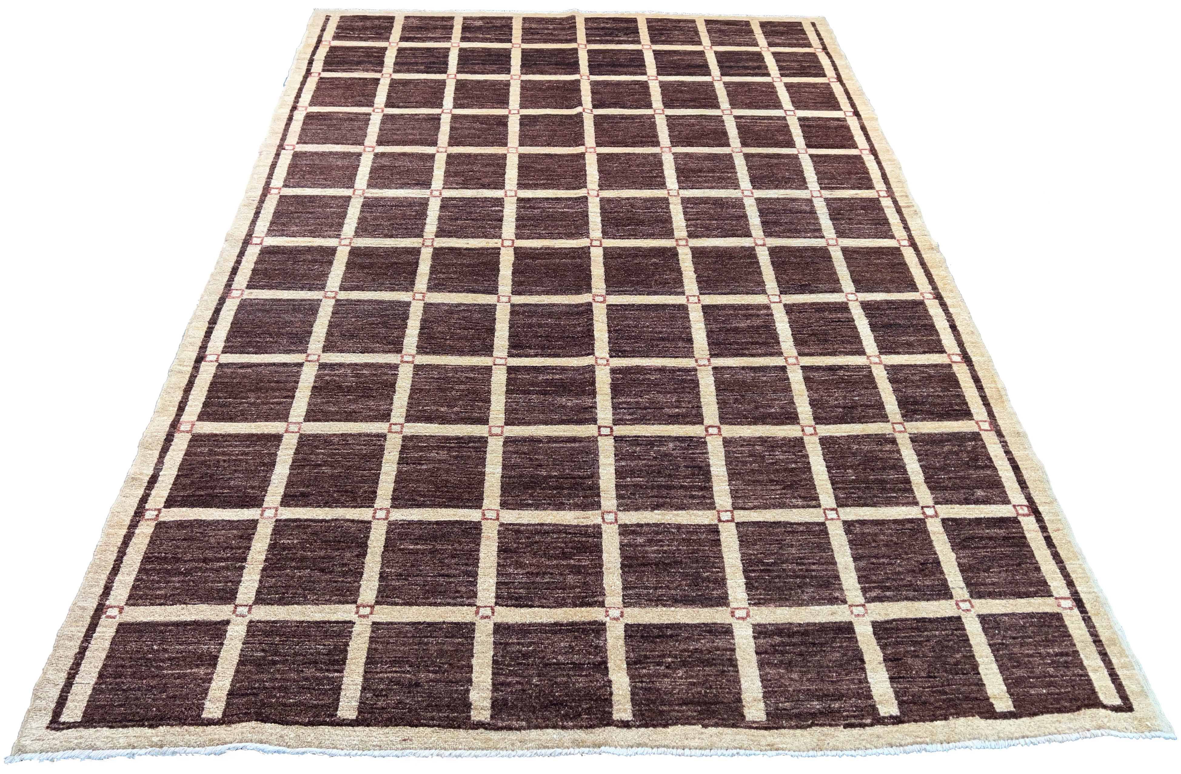 Hand-knotted Persian geometric Gabbeh rug in wool on a cotton foundation featuring bold nomadic motifs #6625.