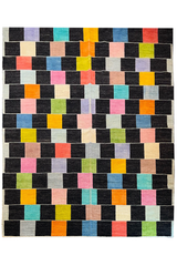 Hand-knotted Persian multi-color checkerboard Gabbeh rug in wool on a cotton foundation featuring vibrant tribal motifs #5940.