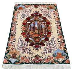 Hand-knotted Tabriz pictorial rug in 100% wool on a cotton base featuring ancient Persepolis ruins and the Tomb of Cyrus - #7248.