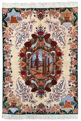 Hand-knotted Tabriz pictorial rug in 100% wool on a cotton base featuring ancient Persepolis ruins and the Tomb of Cyrus - #7248.