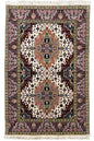 Hand-knotted Tabriz rug in 100% wool on a cotton base featuring two geometric diamond medallions on an ivory field - #7278.
