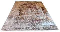 Luxury modern abstract rug in multi-color 60% bamboo silk and 40% wool with a bright artistic design - #6176-CLA-120.