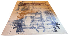 Luxury modern abstract rug in multi-color 60% bamboo silk and 40% wool with a bright artistic design - #6183-CLA-118.