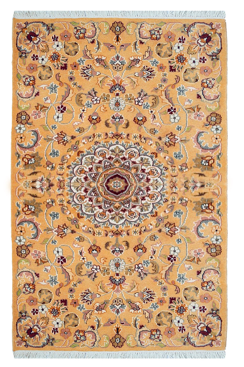 Authentic Pakistan single knot rug in rust and ivory hand-knotted wool #8401 for high-end tribal decor.