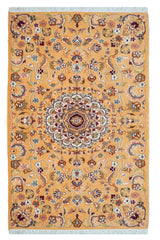 Authentic Pakistan single knot rug in rust and ivory hand-knotted wool #8401 for high-end tribal decor.