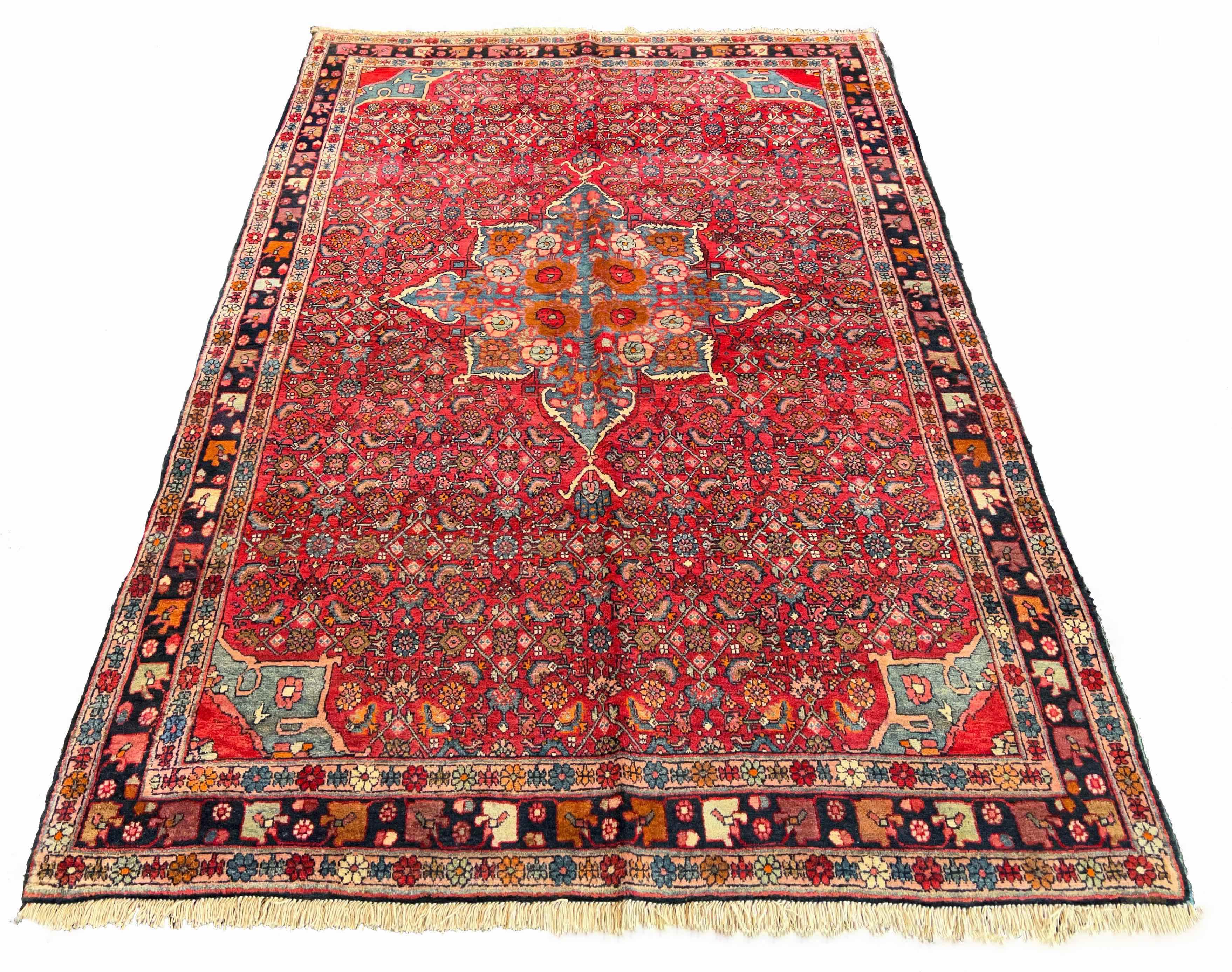 Authentic #7571 Persian Bidjar wool rug with dense all-over floral lattice design, hand-knotted on cotton base by AL-SHAHZADI HK LIMITED.