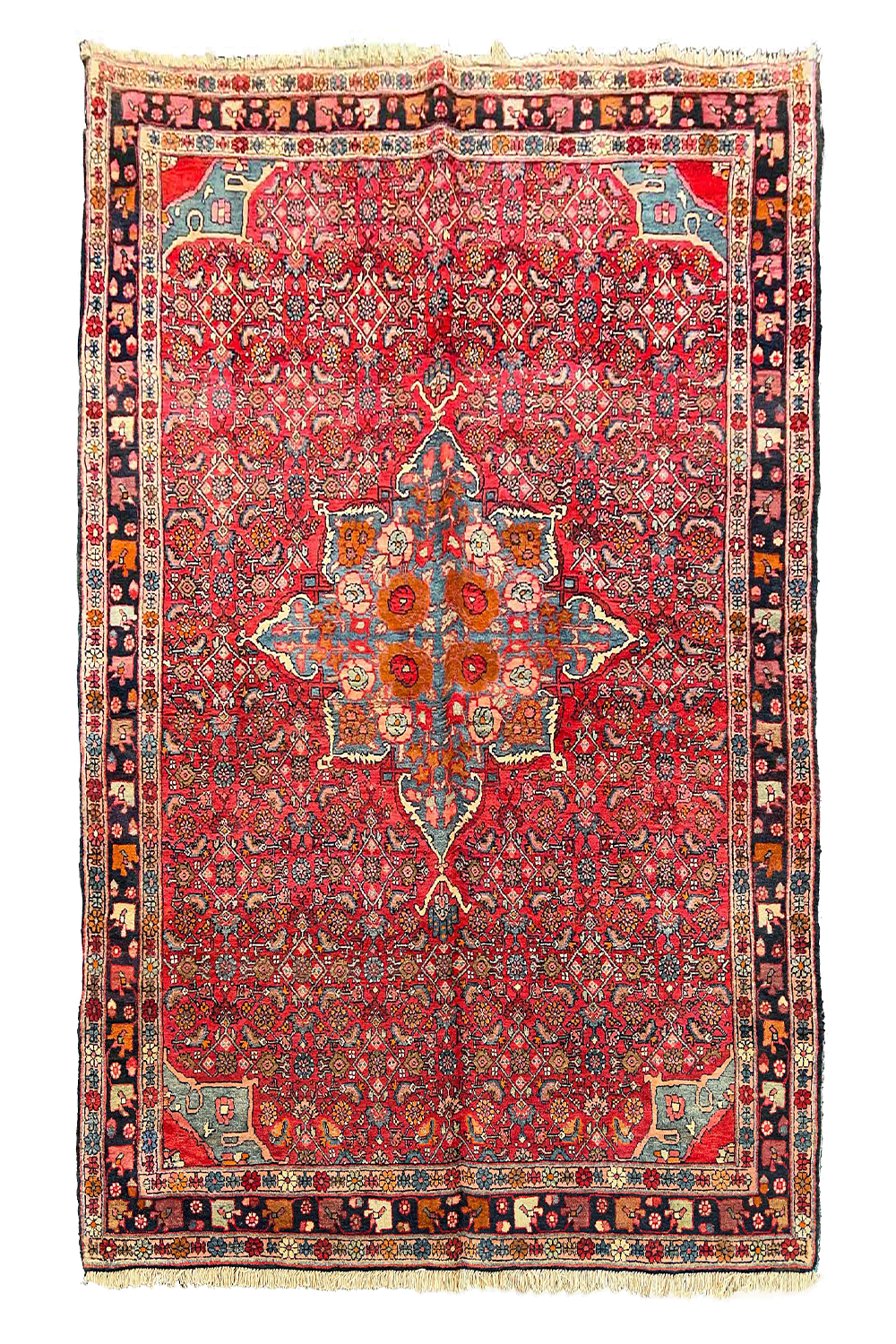 Authentic #7571 Persian Bidjar wool rug with traditional Herati pattern, hand-knotted on cotton base by AL-SHAHZADI HK LIMITED