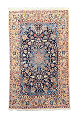 Authentic #7561 Persian Isfahan wool rug on cotton base with traditional floral patterns by AL-SHAHZADI HK LIMITED.