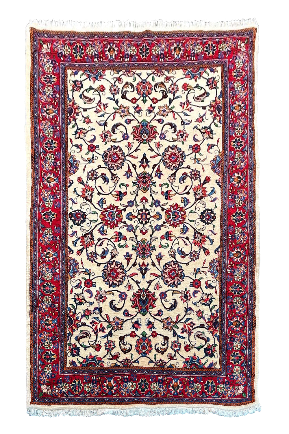 Authentic #7564 Persian Sarooq wool rug on cotton base with traditional floral patterns by AL-SHAHZADI HK LIMITED.