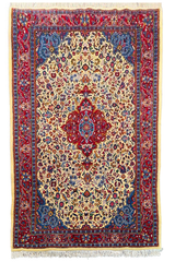 Authentic #7567 Persian Sarooq wool rug with elegant floral spray and medallion design, hand-knotted on cotton base by AL-SHAHZADI HK LIMITED.