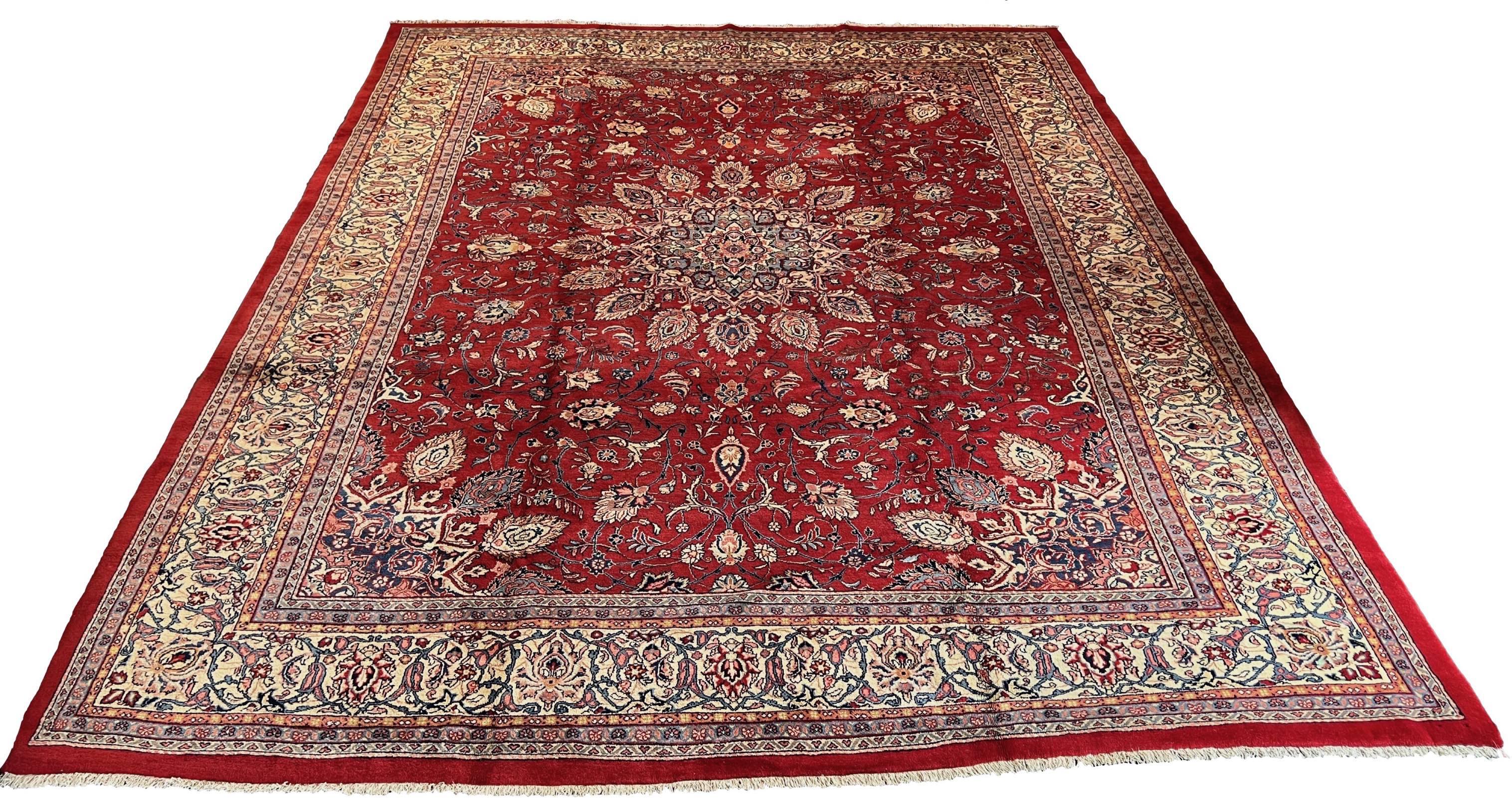 Premium #8204 Persian Sarooq wool rug featuring traditional floral motifs and durable hand-knotted wool on cotton base by AL-SHAHZADI HK LIMITED.