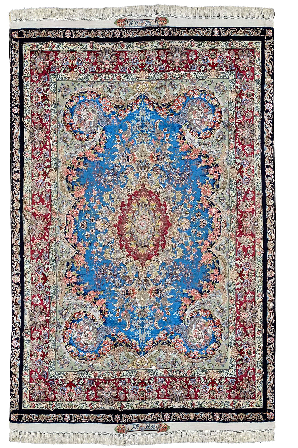 Exquisite #6950 Persian Tabriz rug by Abi Noenfer, premium wool on silk base with intricate floral details and masterful craftsmanship by AL-SHAHZADI HK LIMITED (6'6" x 4'9").