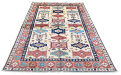 Authentic Shirvan Rug from Azerbaijan with cream field and multi-colored geometric medallions - #2692.