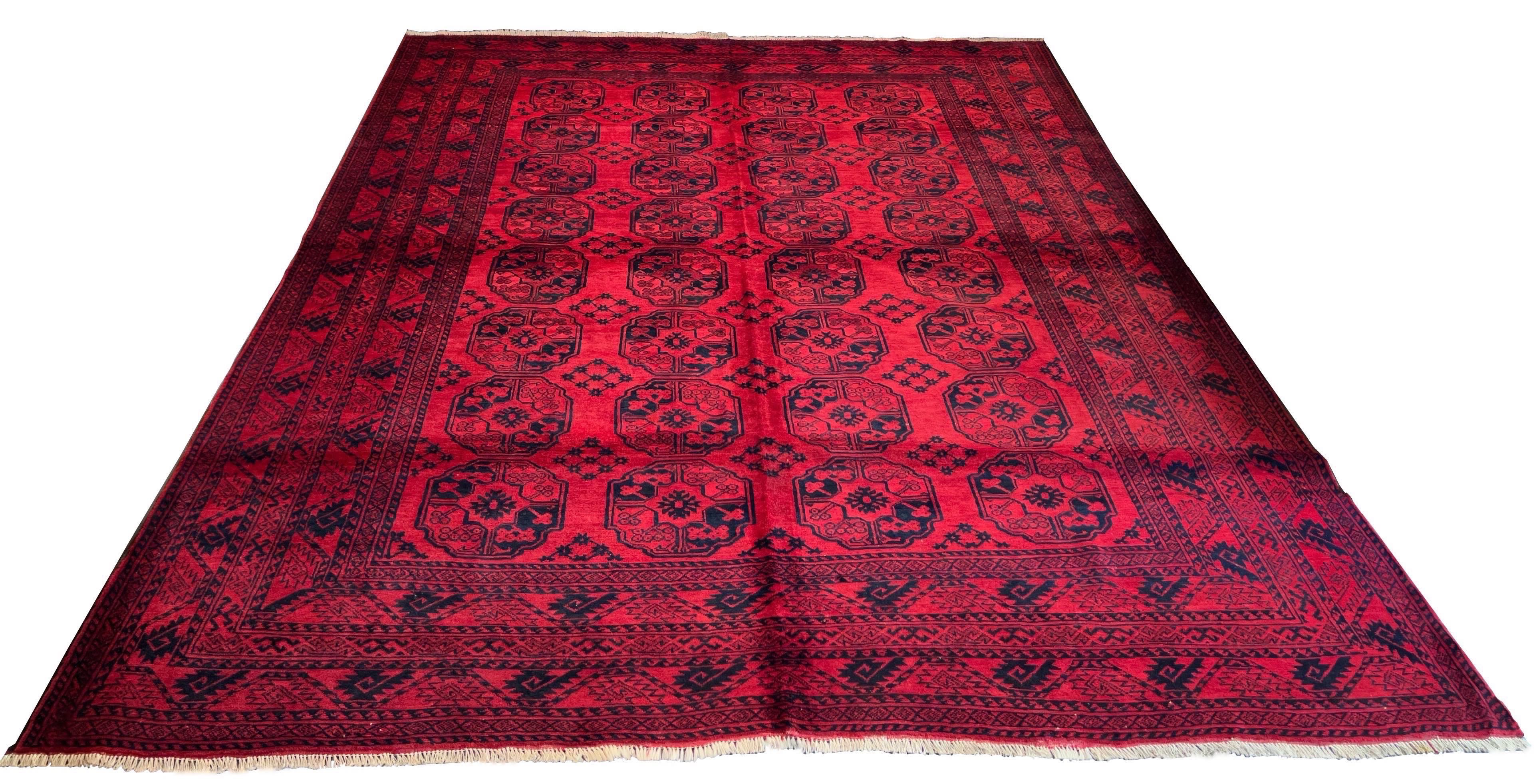 Authentic vintage Afghani Feelpah design rug with classic elephant foot motifs - #2771 from AL-SHAHZADI HK LIMITED.