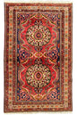 Vintage hand-knotted Bakhtiar rug in 100% wool on a cotton base featuring two large floral medallions on a red field - #7551.