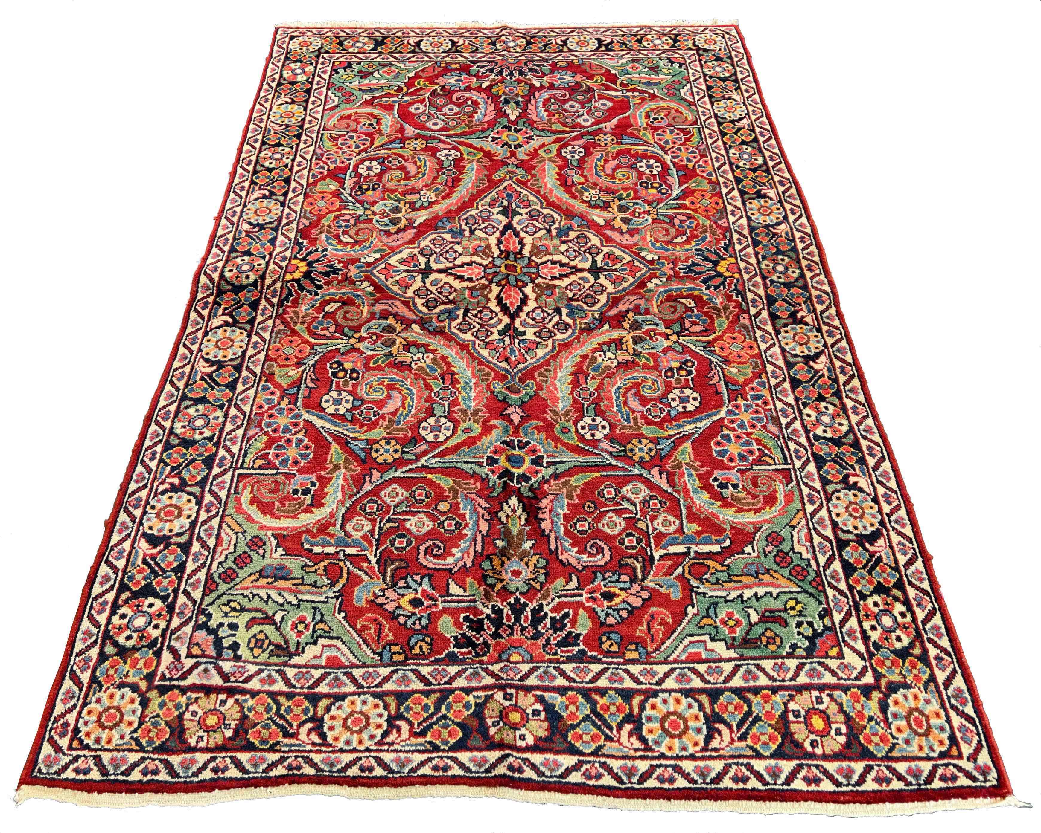 Authentic #7547 vintage Persian Afshar wool on cotton base rug with tribal geometric patterns by AL-SHAHZADI HK LIMITED.