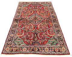 Authentic #7547 vintage Persian Afshar wool on cotton base rug with tribal geometric patterns by AL-SHAHZADI HK LIMITED.