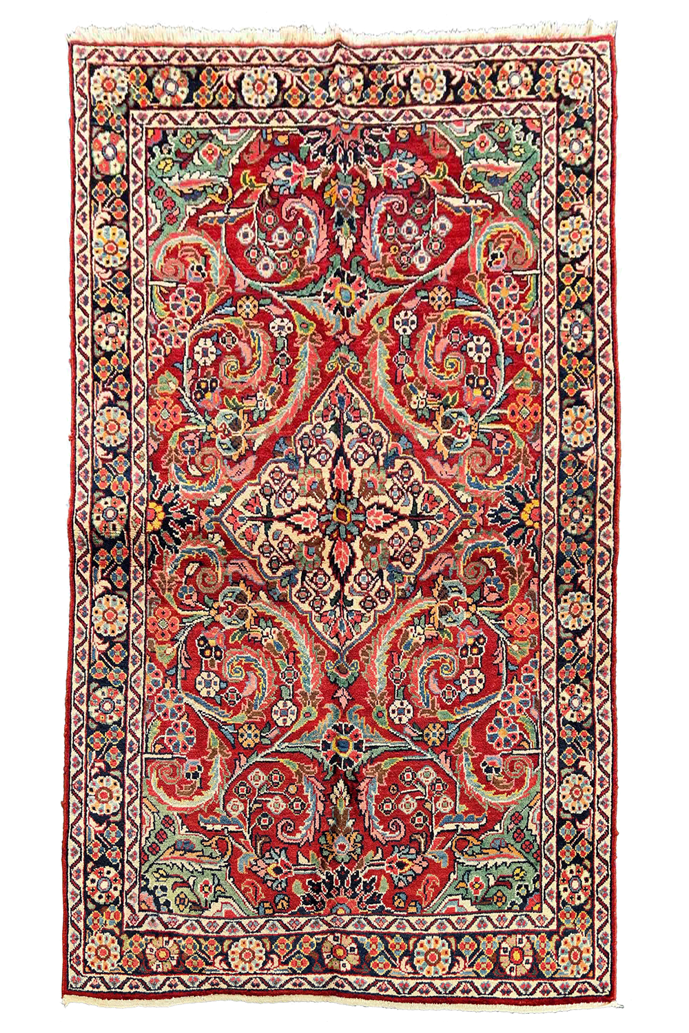 Authentic #7547 vintage Persian Afshar wool on cotton base rug with tribal geometric patterns by AL-SHAHZADI HK LIMITED.