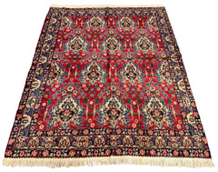 Authentic vintage Persian Bakhtiar wool rug with all-over floral geometric pattern - #7522 by AL-SHAHZADI HK LIMITED.