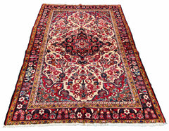 Authentic #7526 vintage Persian Hamadan wool on cotton base rug with rustic geometric design by AL-SHAHZADI HK LIMITED.