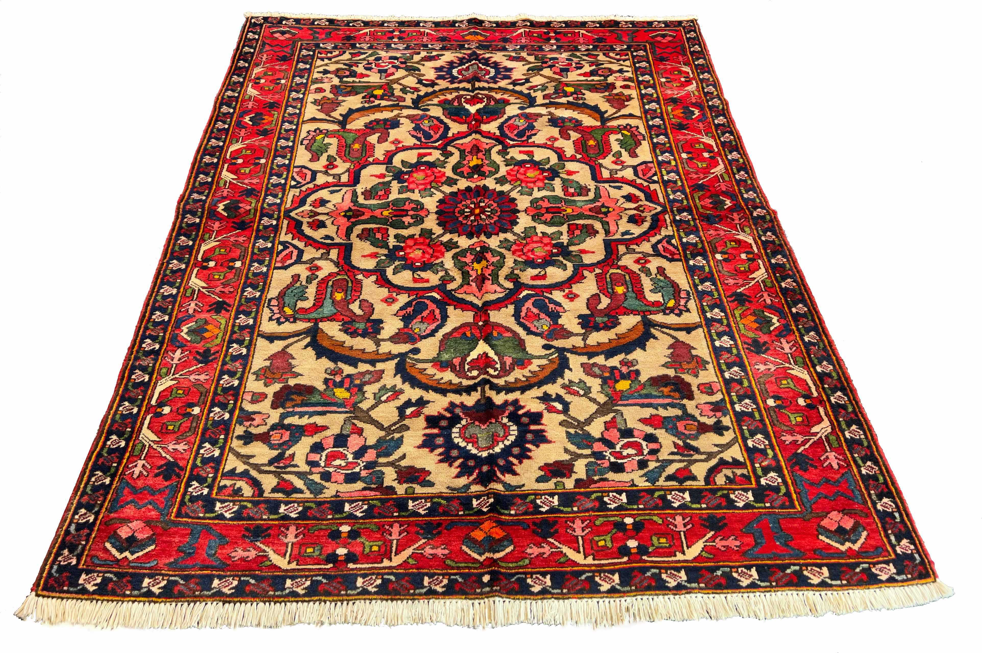 Authentic #7534 vintage Persian Kashan wool on cotton base rug with traditional floral medallion by AL-SHAHZADI HK LIMITED.