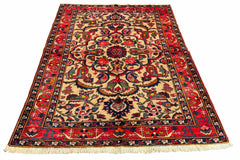 Authentic #7534 vintage Persian Kashan wool on cotton base rug with traditional floral medallion by AL-SHAHZADI HK LIMITED.