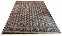 Authentic #8202 Vintage Persian Mood rug, hand-knotted Gul-Dan vase design with fine wool on cotton base by AL-SHAHZADI HK LIMITED.