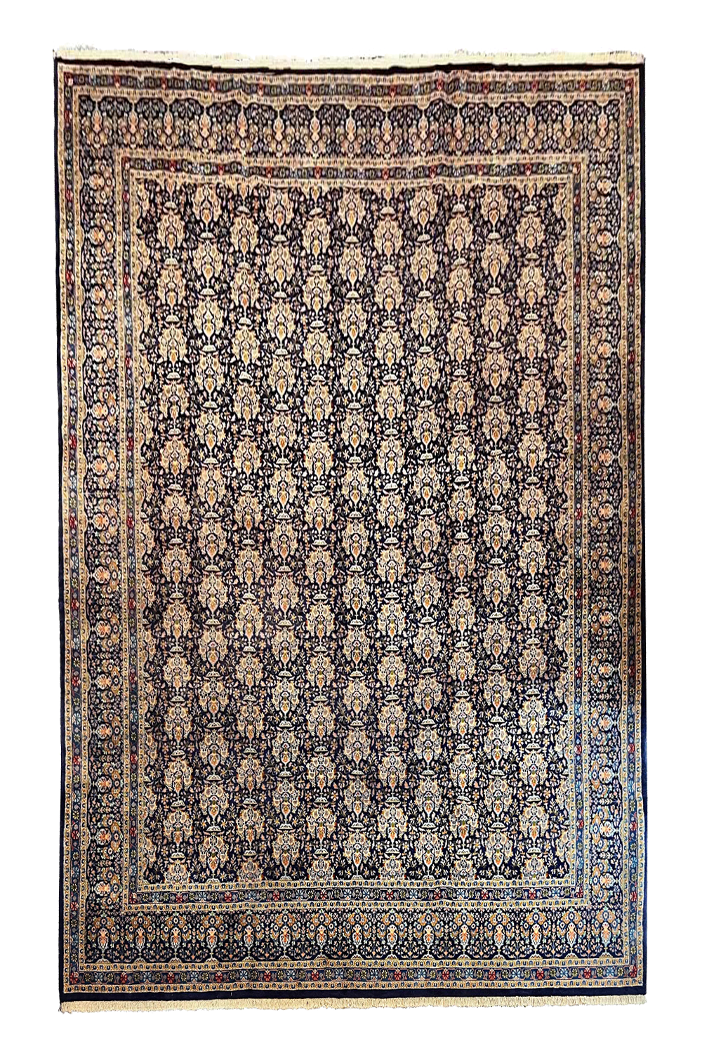 Authentic #8202 Vintage Persian Mood rug, hand-knotted Guldan vase design with fine wool on cotton base by AL-SHAHZADI HK LIMITED.