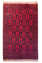Tribal vintage Persian Yakubkhani rug with cinnabar red field and burnt umber geometric motifs in hand-knotted wool #233.