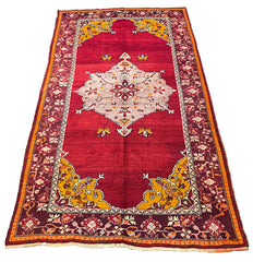 Exquisite vintage Turkish Herekke rug with antique ivory field and soft sage floral patterns in wool #2032.	N