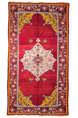 Exquisite vintage Turkish Herekke rug with antique ivory field and soft sage floral patterns in wool #2032.